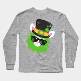 Saint Patrick's Day, Llama, Alpaca, Leprechaun Hat Long Sleeve T-Shirt